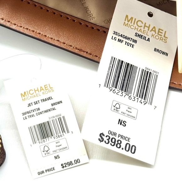 Michael Kors Sheila Large Logo Tote Bag & Matching Continental Wallet Brown - Picture 13 of 13
